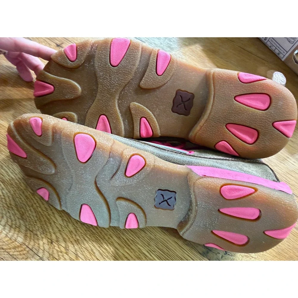 Twisted X Kids Driving Mocs Bomber Neon Pink Leather Shoes Youth 5 / W 8